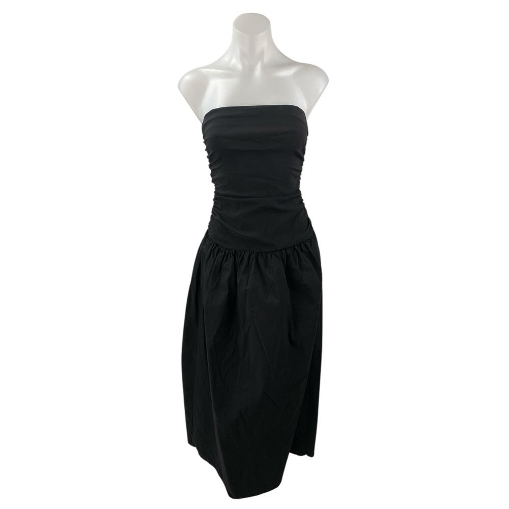 PrettyLittleThing Black Strapless Sleeveless Midi A-Line Tank Tube Dress Size 2